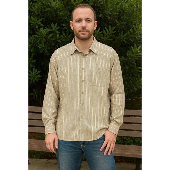 Ike Behar Brown Plaid Collared Button-Down Shirt Sz XL 100% Cotton Made in Peru - Picture 1 of 7